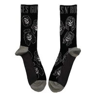 GUNS N' ROSES ANKLE SOCKS: SKULLS BAND MONOCHROME GNRSCK06MB