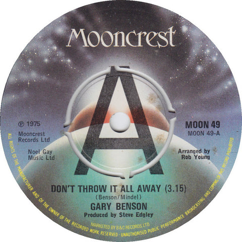 Gary Benson-Don't Throw It All Away PROMO Only Issue 7"