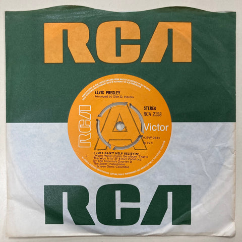 Elvis Presley I Just Can't Help Believin' ORIGINAL PROMO ISSUE 7" SINGLE