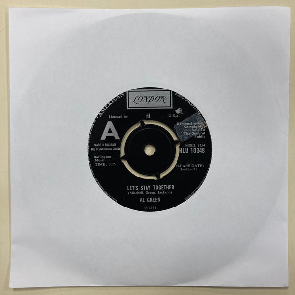 Al Green - Let's Stay Together - ORIGINAL PROMO ISSUE 7" SINGLE (used)