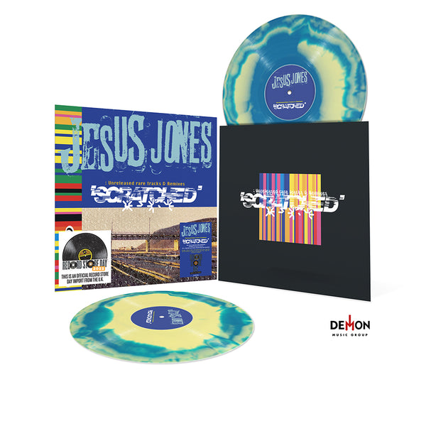 JESUS JONES SCRATCHED - 2 x BLUE & YELLOW MARBLED COLOURED VINYL LP SET (RSD22)