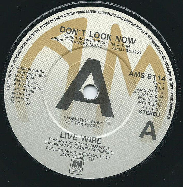 Live Wire - Don't Look Now - PROMO 7" SINGLE (used)