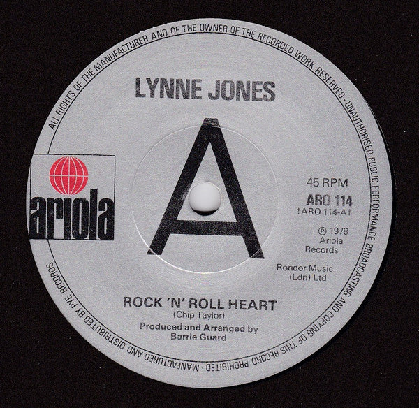 Lynne Jones - Rock 'N' Roll Heart - 7" PROMO ISSUE SINGLE (used)