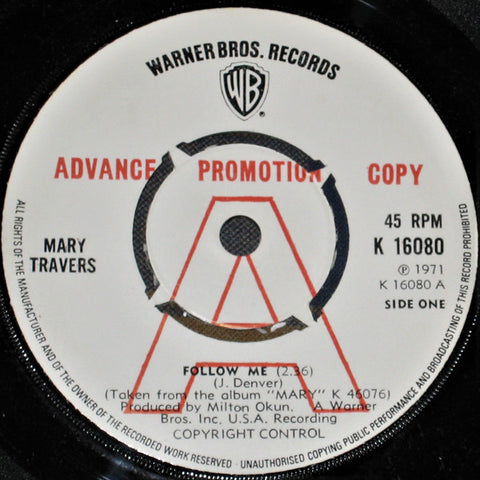 Mary Travers- Follow Me - DEMO/PROMO Only Issue 7"