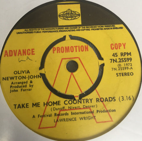 Olivia Newton John - Take Me Home Country Roads - PROMO Only Issue 7"