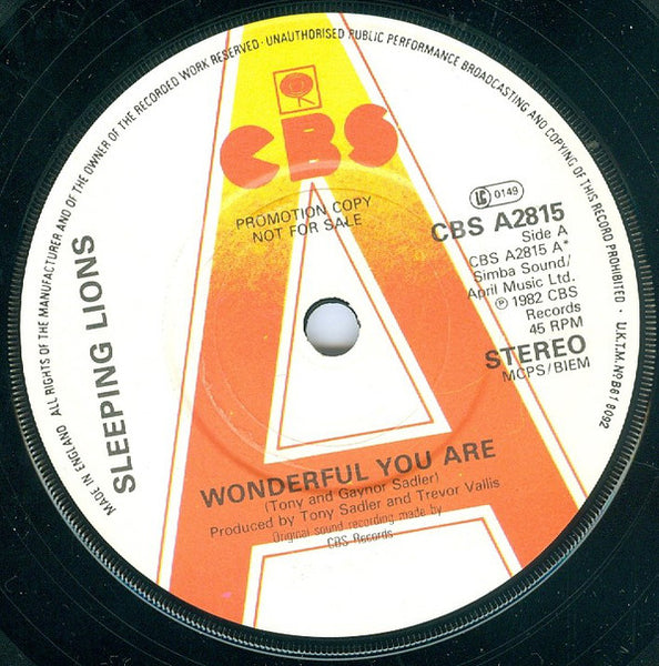 Sleeping Lions - Wonderful You Are - PROMO Only Issue 7" SINGLE (used)