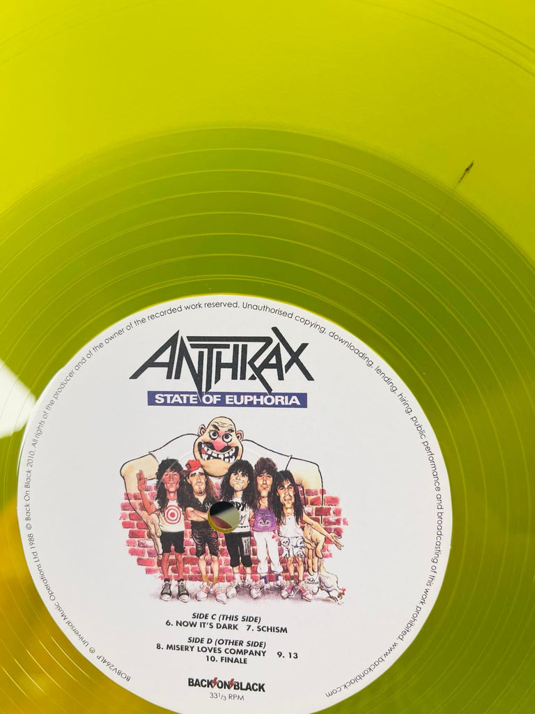 Anthrax ‎– State Of Euphoria - 2 x YELLOW COLOURED VINYL LP