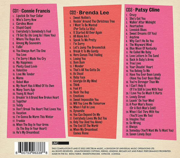 Dreamboats & Petticoats presents... Connie Francis, Brenda Lee, & Patsy Cline - 3 x CD SET