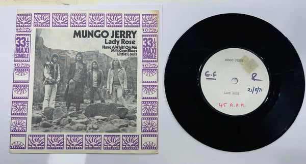 Mungo Jerry Lady Rose ACETATE 7" in PICTURE COVER