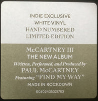 Paul McCartney ‎– McCartney III - WHITE COLOURED VINYL LP - INDIE EXCLUSIVE